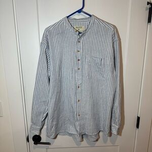 Emerald Isle Weaving Irish Grandfather Casual linen Button Down Shirt. Medium